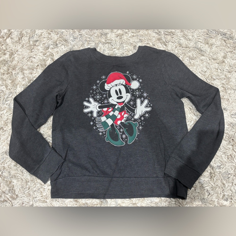 Disney Minnie Mouse Girls 10 Sweater Jumping Beans Glitter Holiday Sweatshirt